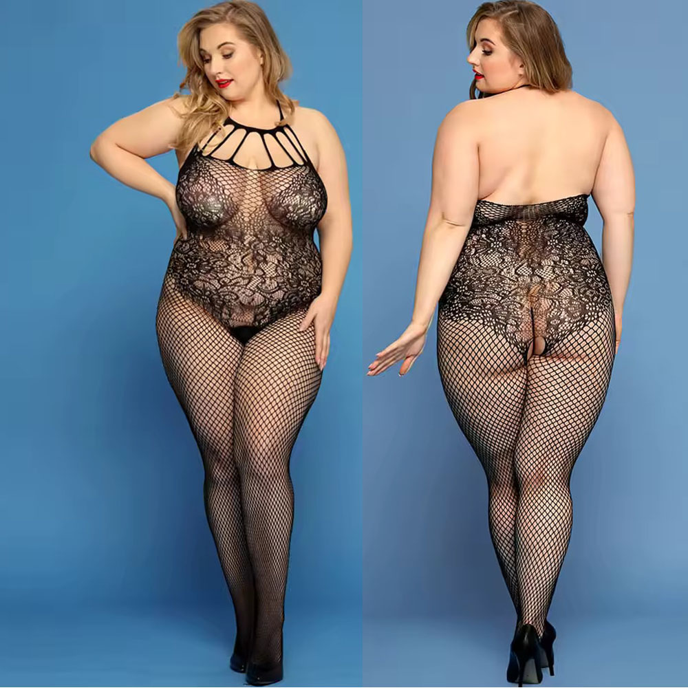 Bodystocking Fishnet - 플러스 사이즈 가랑이없는 섹시한 란제리 Fishnet