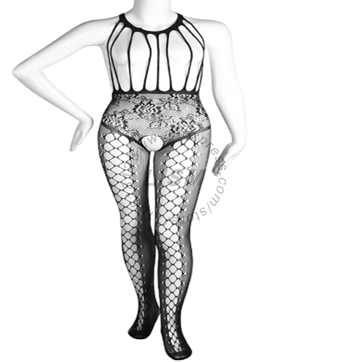 LISM 섹시한 홀터넥 컷아웃 오픈 버스트 바디스타킹, - Bodystocking Fishnet 리뷰 및 가격