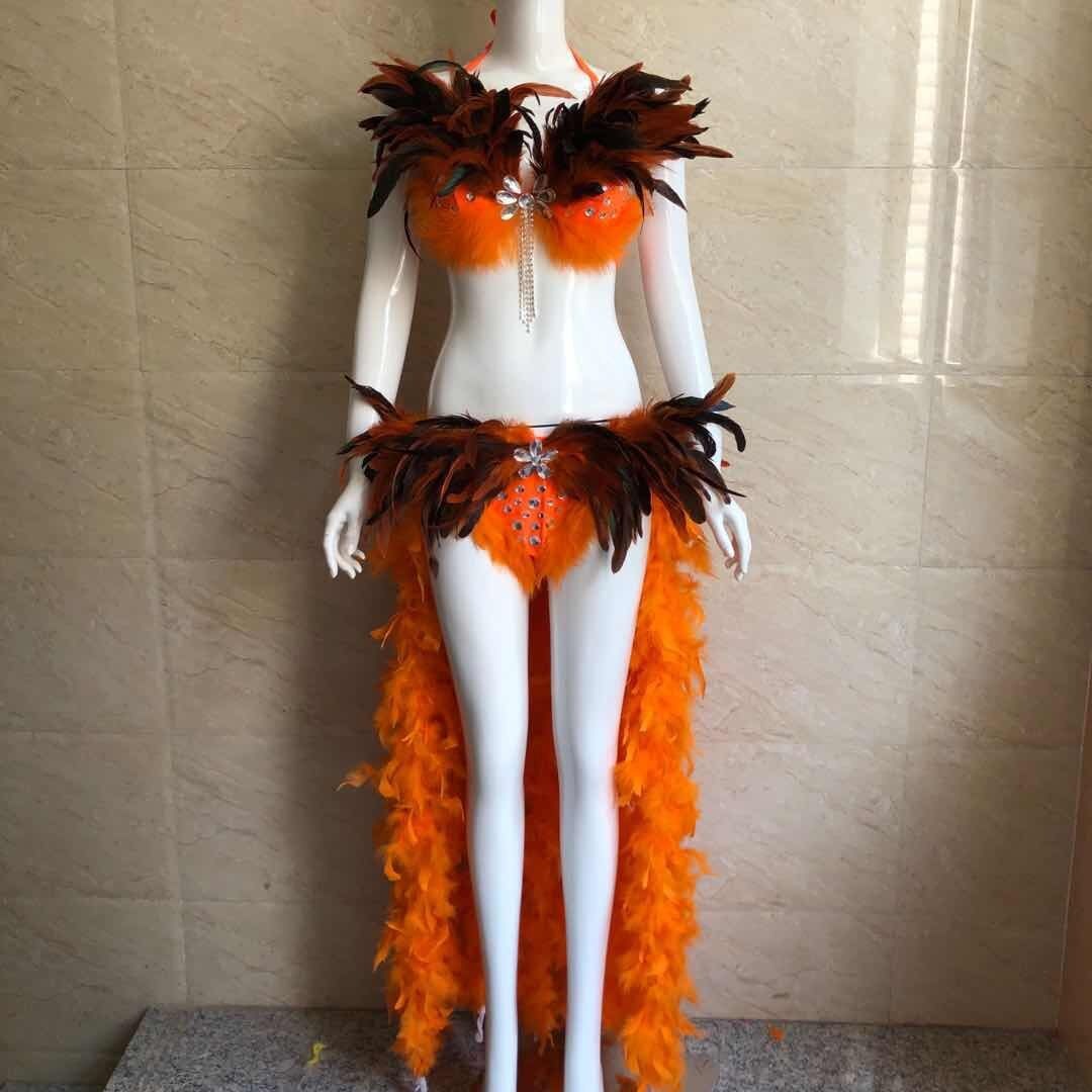 여성용 깃털 비키니 의상, 라인스톤 홀터탑, 롱 깃털  - Thong Bikini Women 리뷰 및 가격