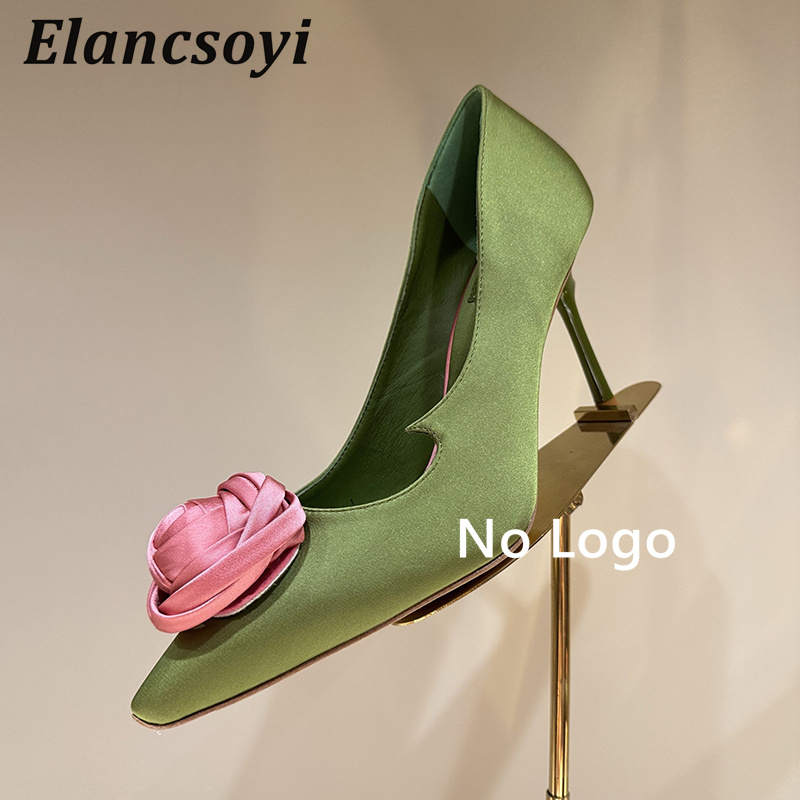 로즈 플라워 데코 하이힐 여성용 새틴 포인티드 토 얇은 - Slip Dress Satin 리뷰 및 가격