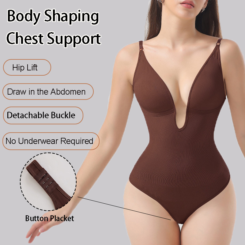 여성용 심리스 쉐이프웨어 백리스 바디수트 딥 V 허리  - Shapewear Bodysuit Firm 리뷰 및 가격