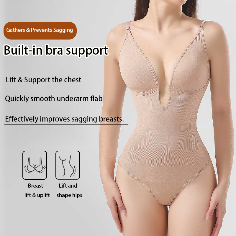 여성용 심리스 쉐이프웨어 백리스 바디수트 딥 V 허리  - Shapewear Bodysuit Firm 리뷰 및 가격