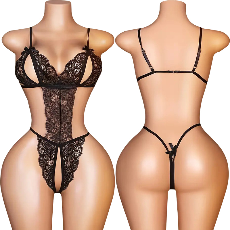 여성용 섹시한 크로치리스 란제리, 레이스 리본 속이 비 - Lace Teddy Lingerie 리뷰 및 가격